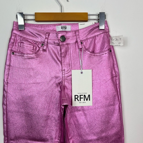 NWT RFM Hot Pink Metallic Straight Leg Pants Sz 25 - Picture 2 of 9